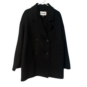 Jason Wu Black Double Breasted Wool Blend Peacoat Outerwear Oversized‎ Small